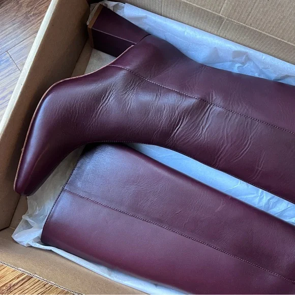 Reformation River knee high boots in ruby  Sz 7.5 new in box - Picture 7 of 16